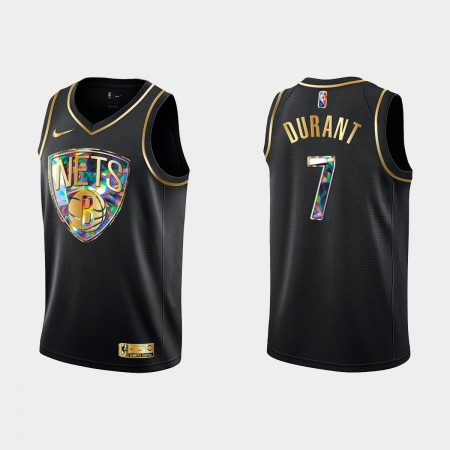 Maglia NBA Brooklyn Nets Kevin Durant 7 Nike 2021-22 Nero Golden Edition 75th Anniversary Diamond Swingman - Uomo